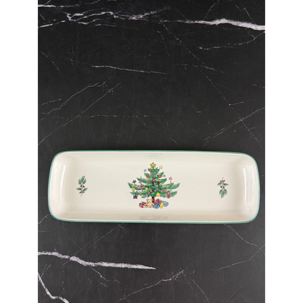 VTG Nikko Christmastime Rectangular Christmas Tree 9X3 Serving Dish MINT!